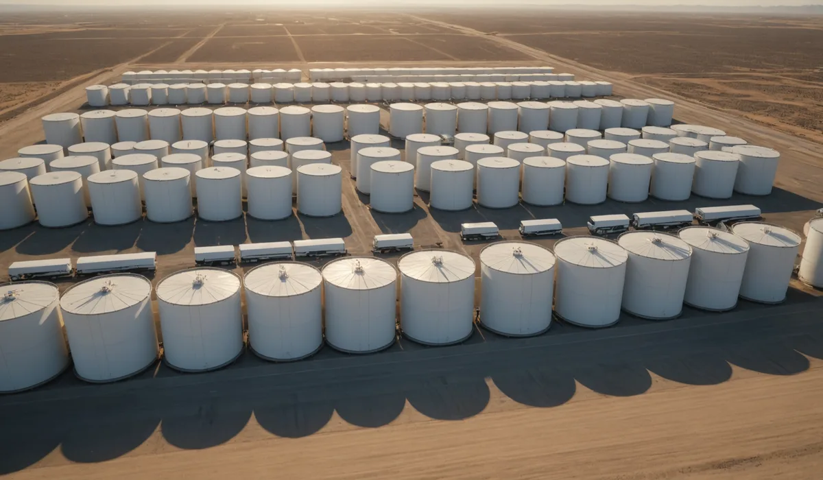 Aerial view of a commercial fuel depot